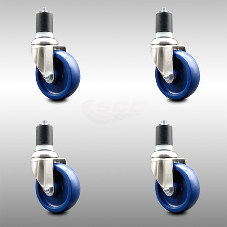Service Caster 4 Inch 316SS Solid Polyurethane Swivel 1-3/4 Inch Expanding Stem Caster Set SCC SCC-SS316EX20S414-SPUS-134-4